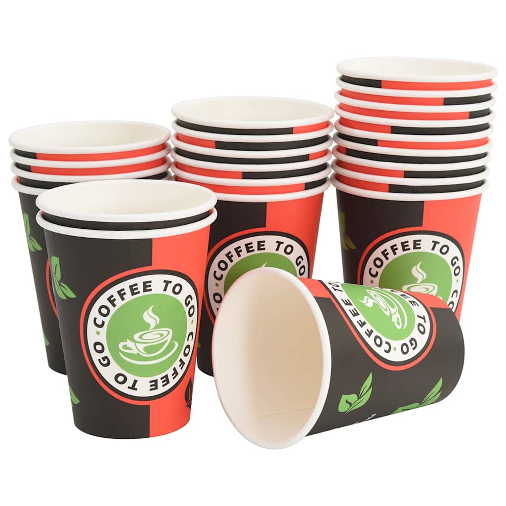 vidaXL Pappbecher 1000 Stk. 12oz 300ml Rot und Schwarz