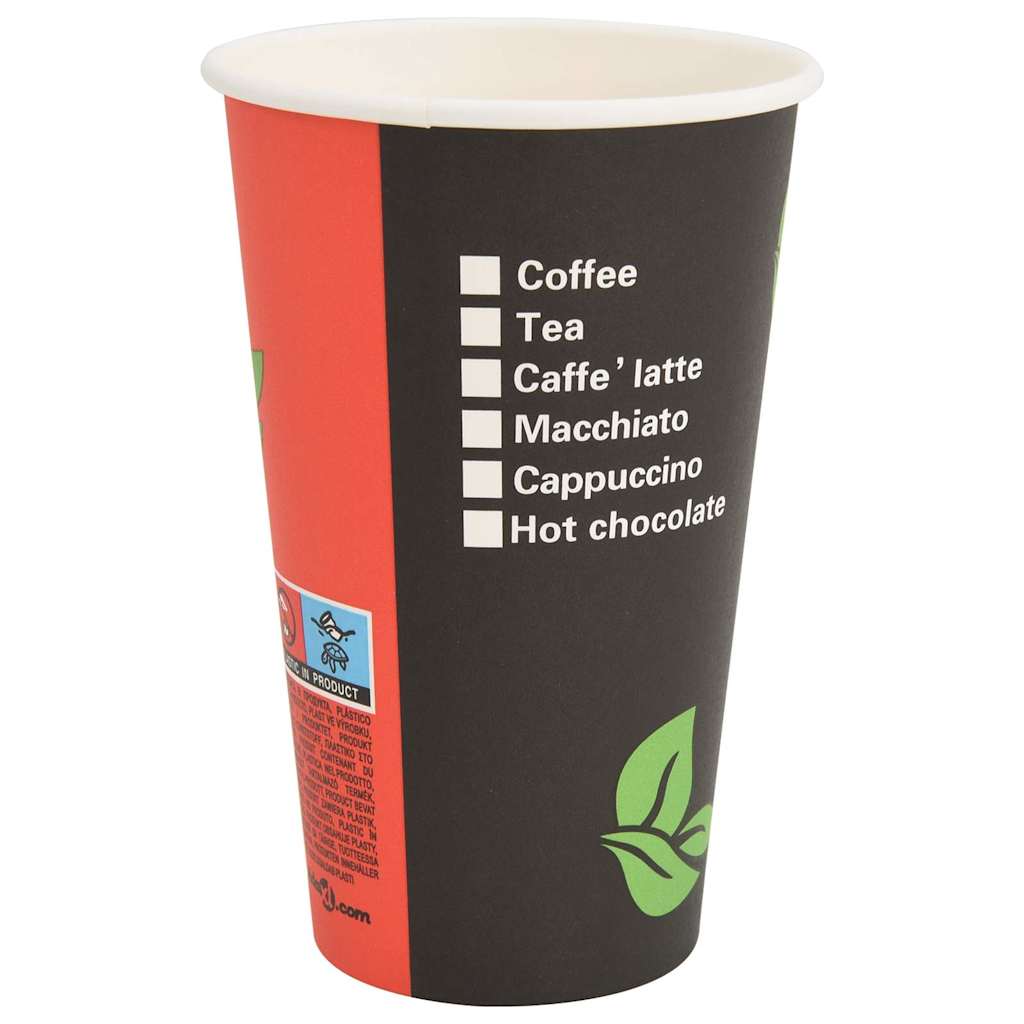 vidaXL Pappbecher 1000 Stk. 16oz 400ml Rot und Schwarz