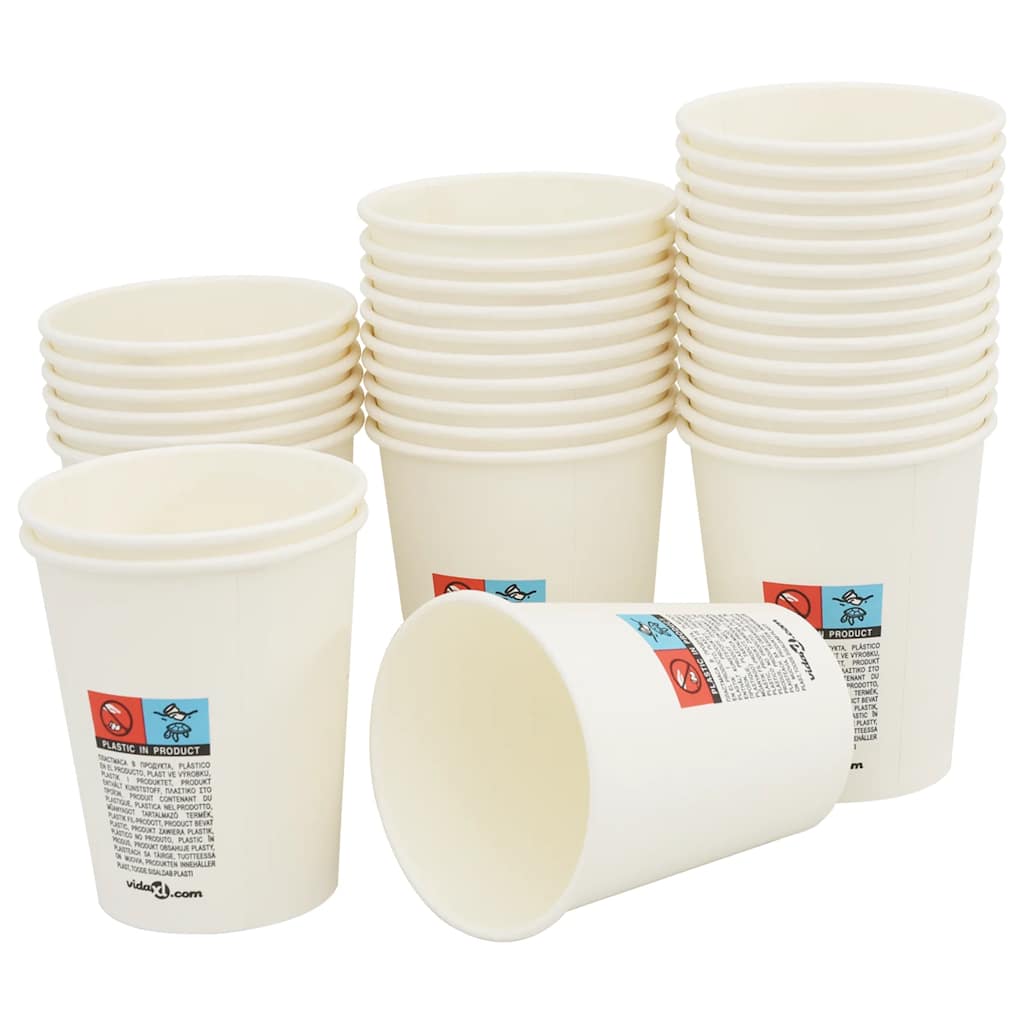 vidaXL Pappbecher 1000 Stk. 8oz 200ml Weiß