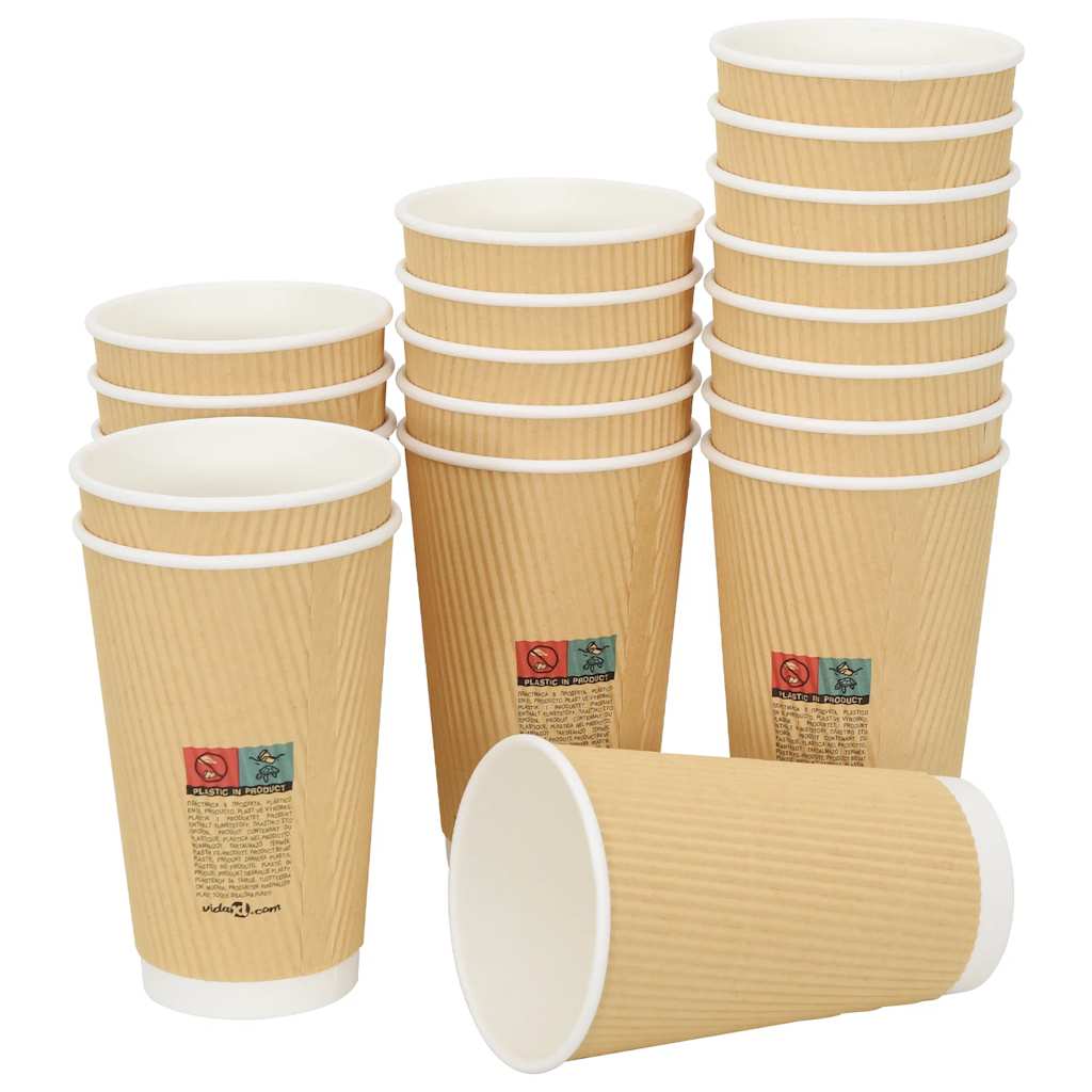 vidaXL Pappbecher 500 Stk. 16oz 400ml Braun