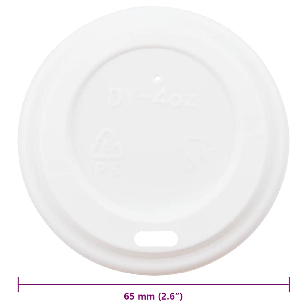 vidaXL Deckel für Pappbecher Ø60 mm 4oz 1000 Stk. Weiß Kunststoff