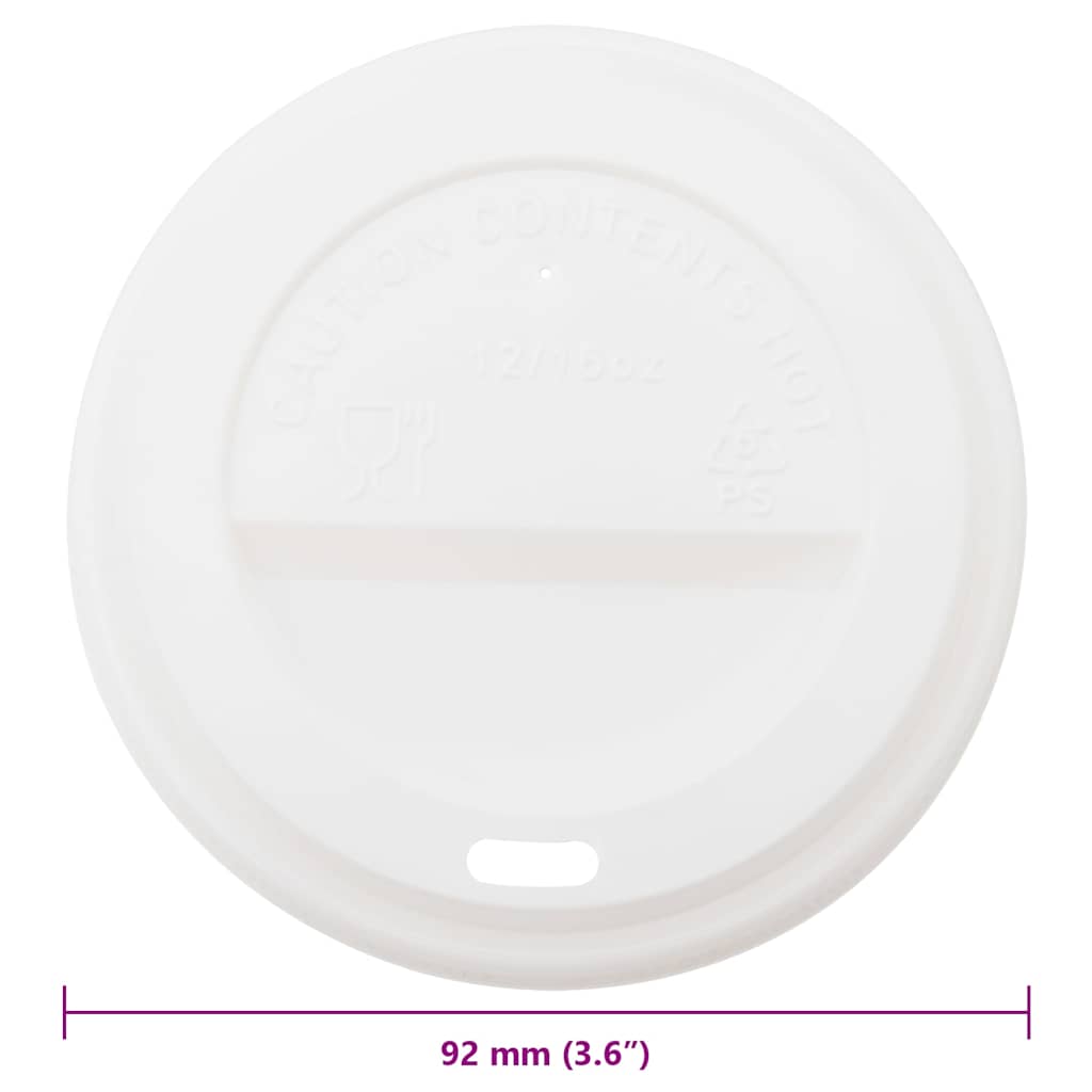 vidaXL Deckel für Pappbecher Ø90 mm 12oz 16oz 1000Stk. Weiß Kunststoff
