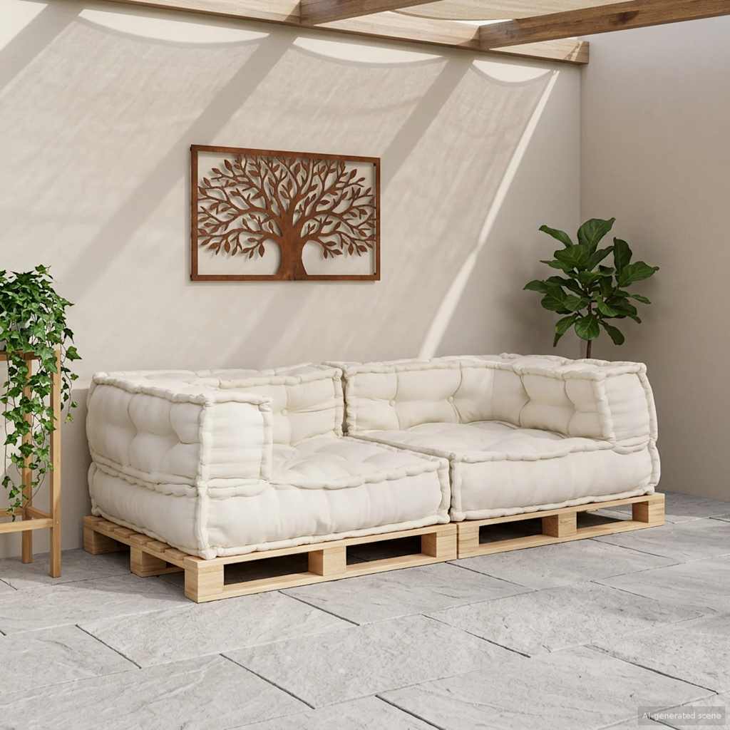 vidaXL 2-Sitzer-Modulsofa Creme 140x70x36 cm Stoff
