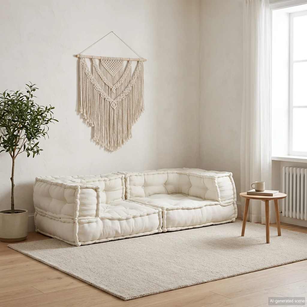 vidaXL 2-Sitzer-Modulsofa Creme 140x70x36 cm Stoff