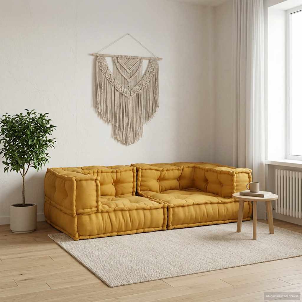 vidaXL 2-Sitzer-Modulsofa Creme 140x70x36 cm Stoff