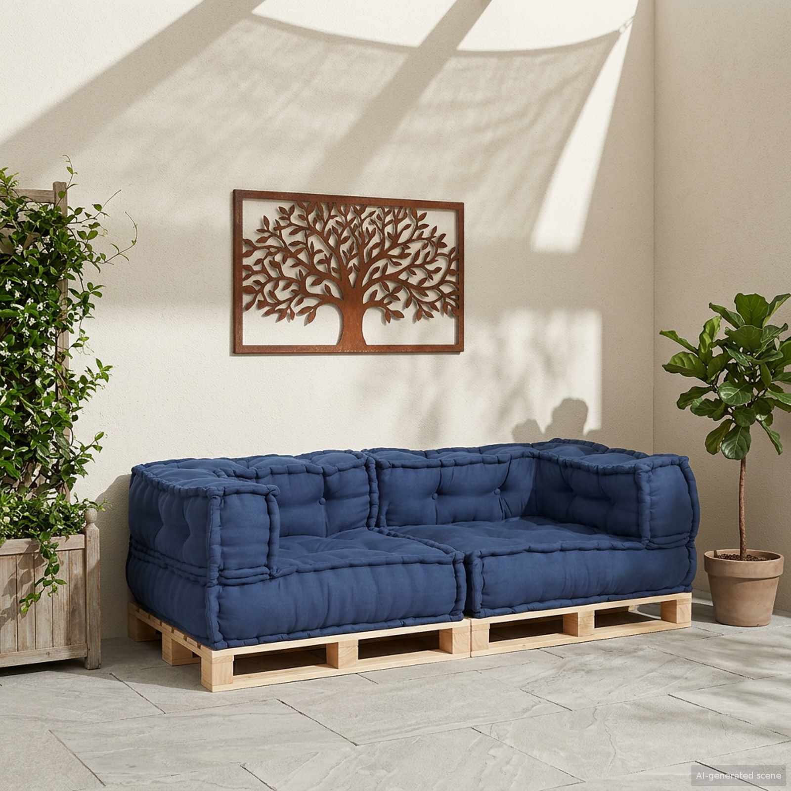 vidaXL Modulare Sofagarnitur 3 pcs Indigo 140 x 70 x 36 cm Stoff