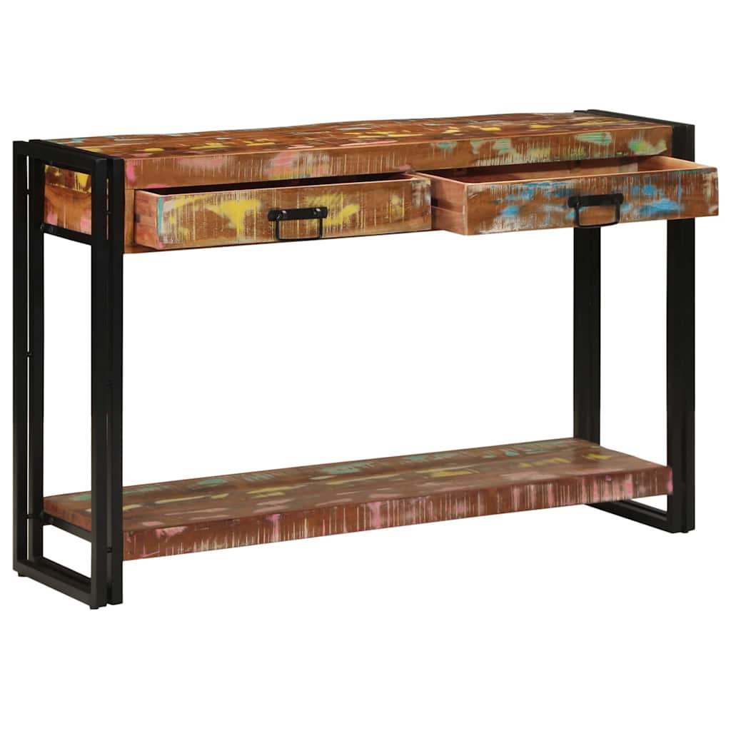 vidaXL Konsolentisch mit Regal Mehrfarbig Massives upgecyceltes Holz