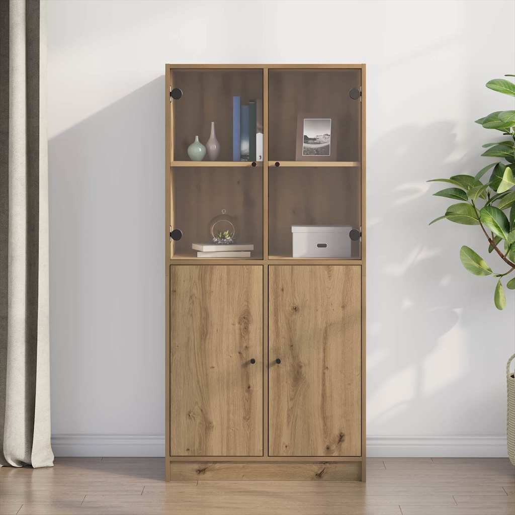 vidaXL Highboard mit Türen Artisan-Eiche 68x37x142 cm Holzwerkstoff