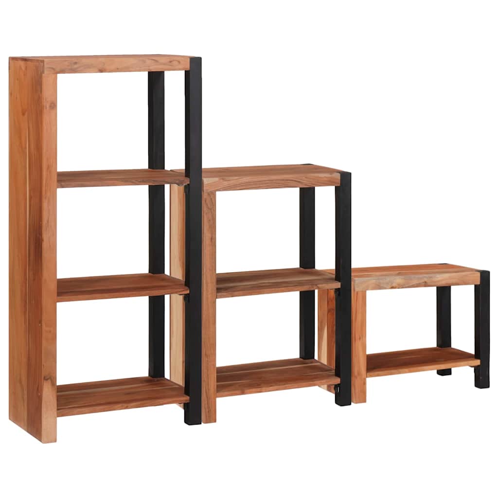 vidaXL Bücherregal 3 pcs Braun 50 x 30 x 110 cm Massivholz Akazie