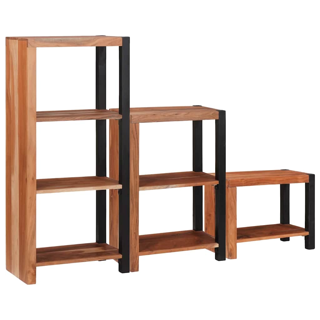 vidaXL Bücherregal 3 pcs Braun 50 x 30 x 110 cm Massivholz Akazie