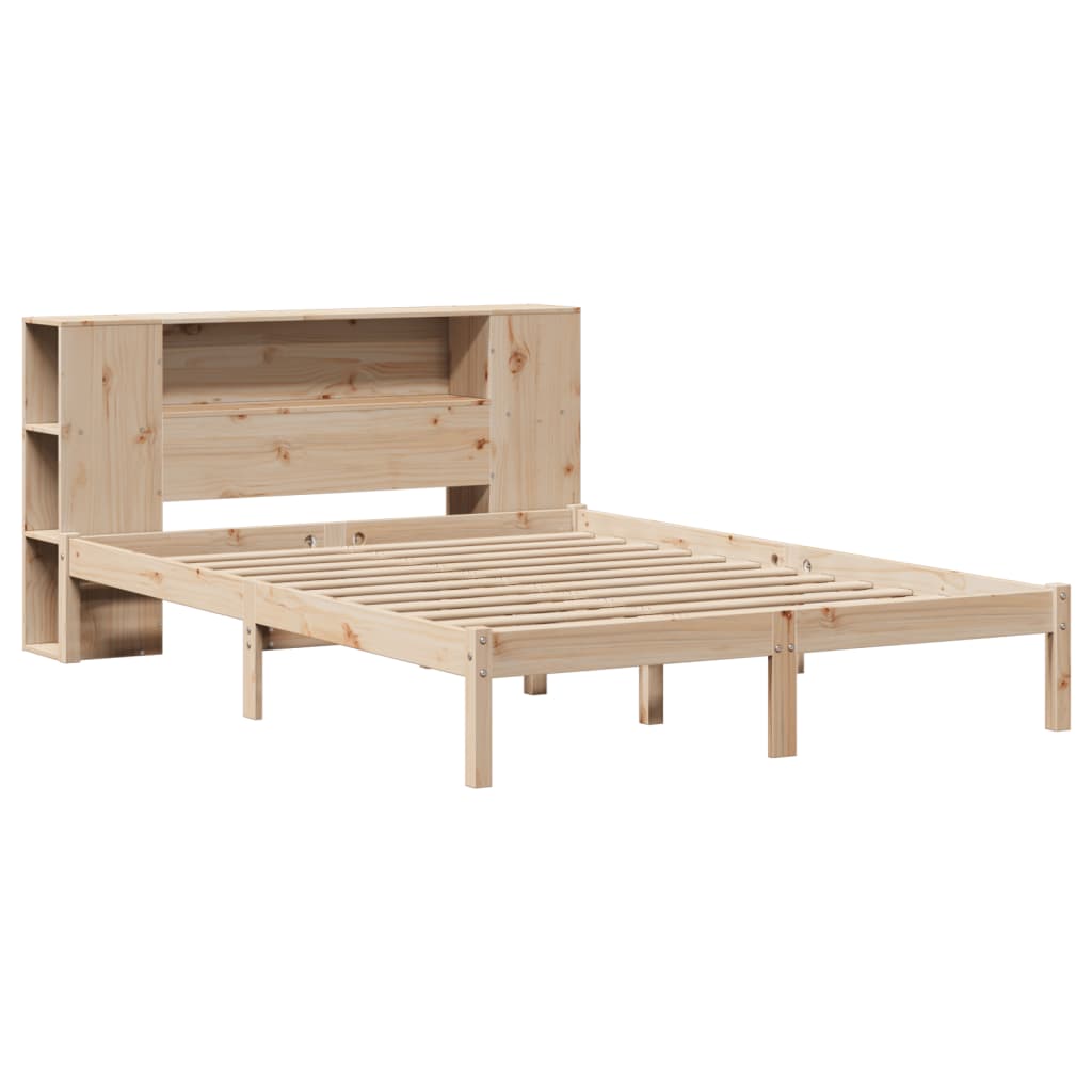 vidaXL Massivholzbett mit Regal ohne Matratze 135x190 cm Kiefernholz