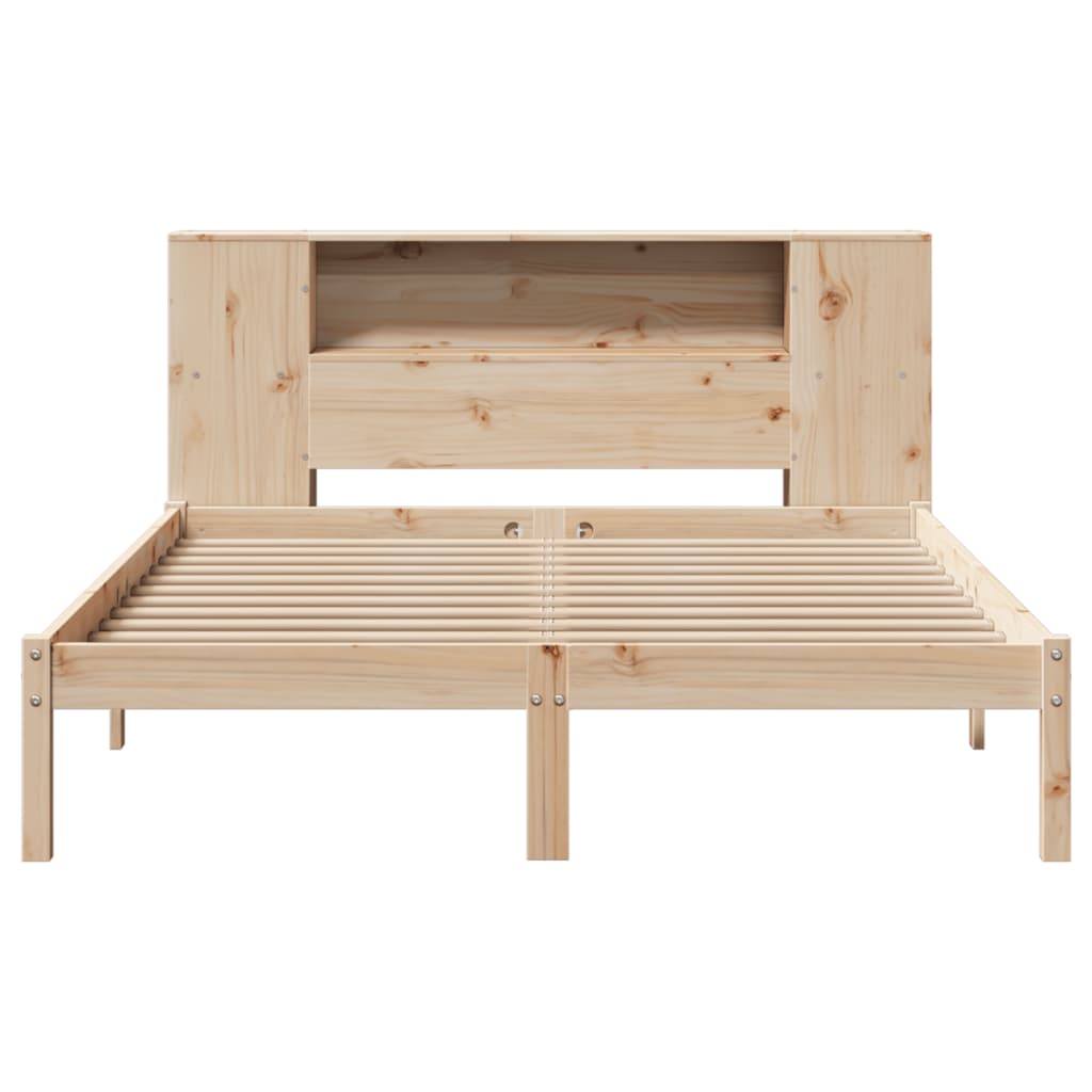vidaXL Massivholzbett mit Regal ohne Matratze 135x190 cm Kiefernholz