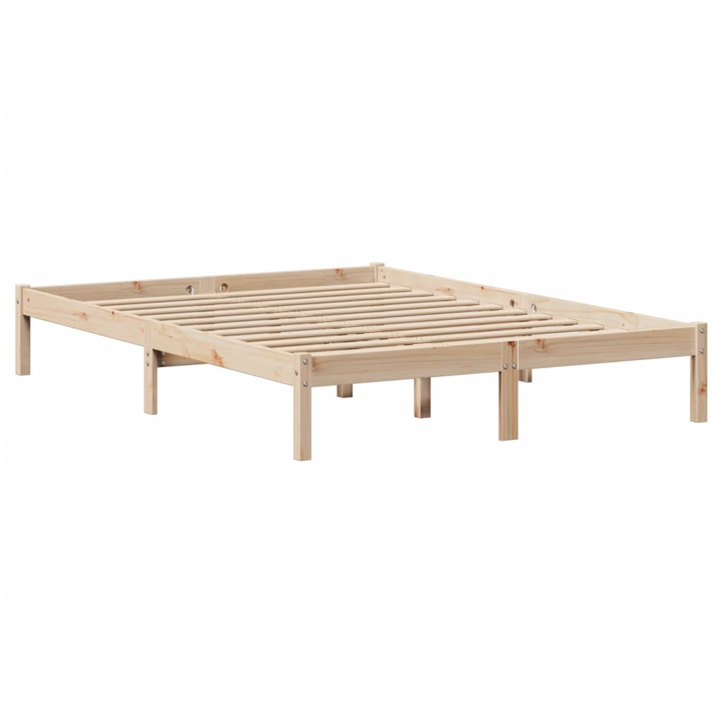vidaXL Massivholzbett mit Regal ohne Matratze 135x190 cm Kiefernholz