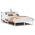vidaXL Massivholzbett mit Regal ohne Matratze Weiß 135x190 cm Kiefer