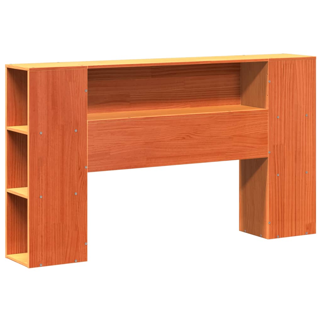 vidaXL Massivholzbett mit Regal ohne Matratze Wachsbraun 135x190 cm