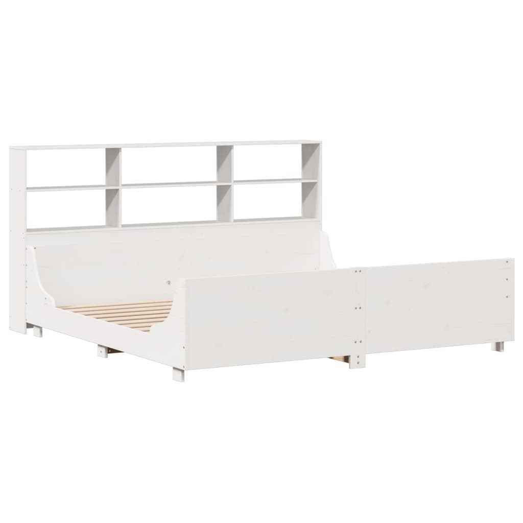 vidaXL Massivholzbett mit Regal ohne Matratze Weiß 180x200 cm