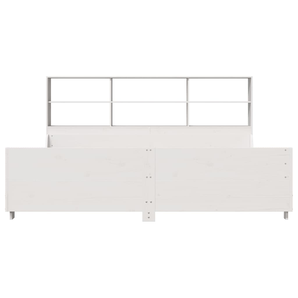vidaXL Massivholzbett mit Regal ohne Matratze Weiß 180x200 cm