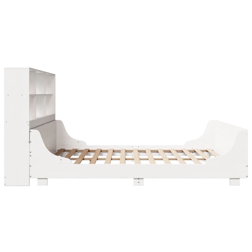 vidaXL Massivholzbett mit Regal ohne Matratze Weiß 180x200 cm