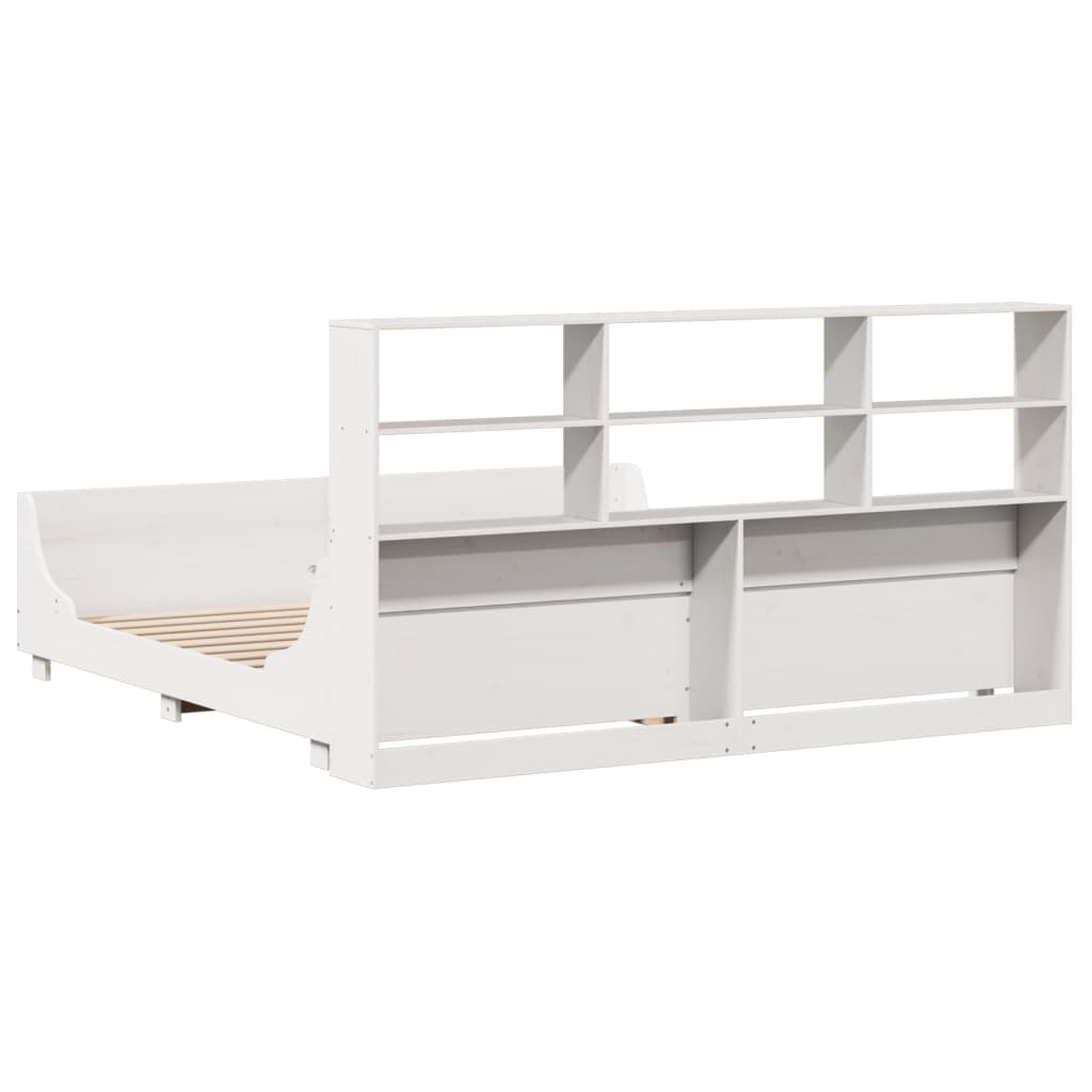 vidaXL Massivholzbett mit Regal ohne Matratze Weiß 180x200 cm
