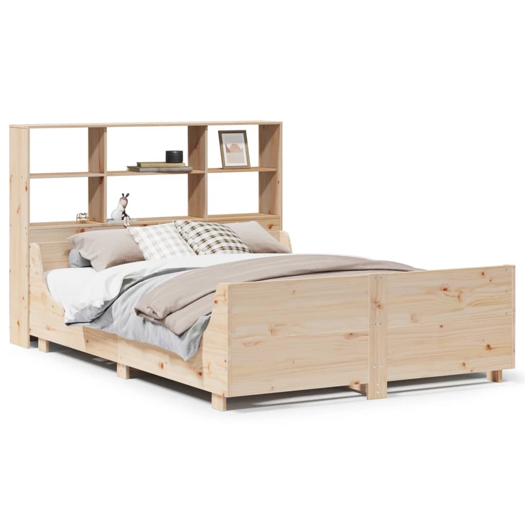 vidaXL Massivholzbett mit Regal ohne Matratze 150x200 cm Massivholz