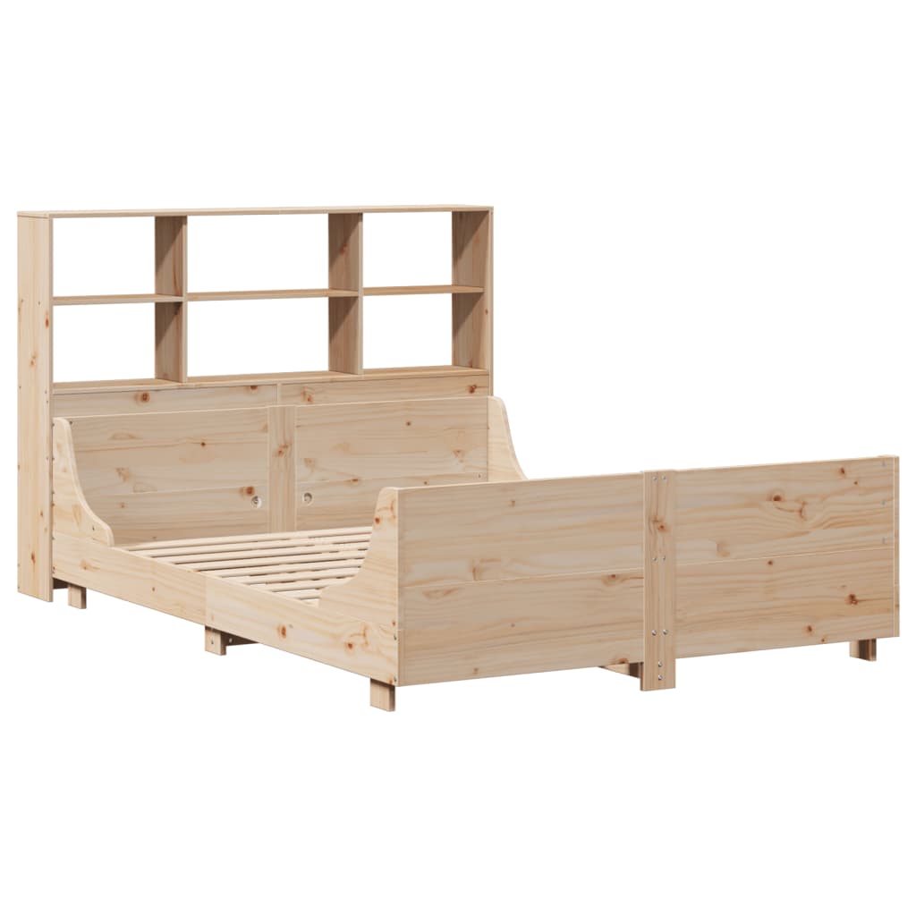 vidaXL Massivholzbett mit Regal ohne Matratze 150x200 cm Massivholz