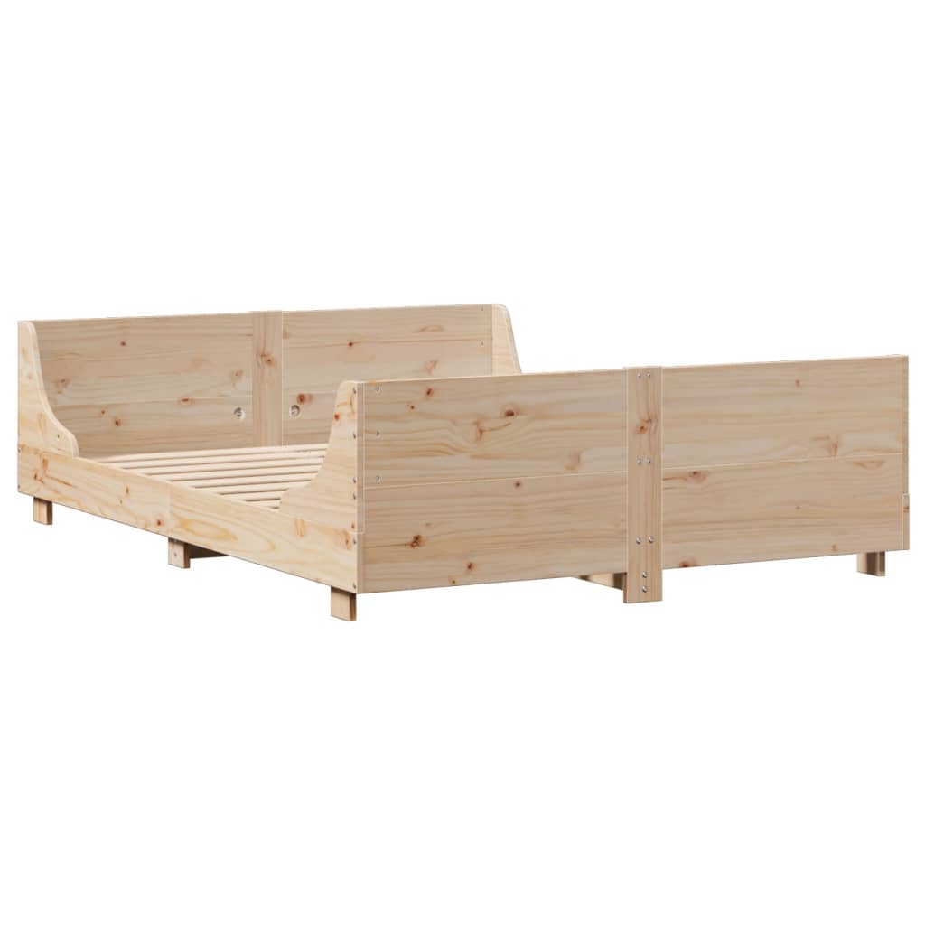 vidaXL Massivholzbett mit Regal ohne Matratze 150x200 cm Massivholz