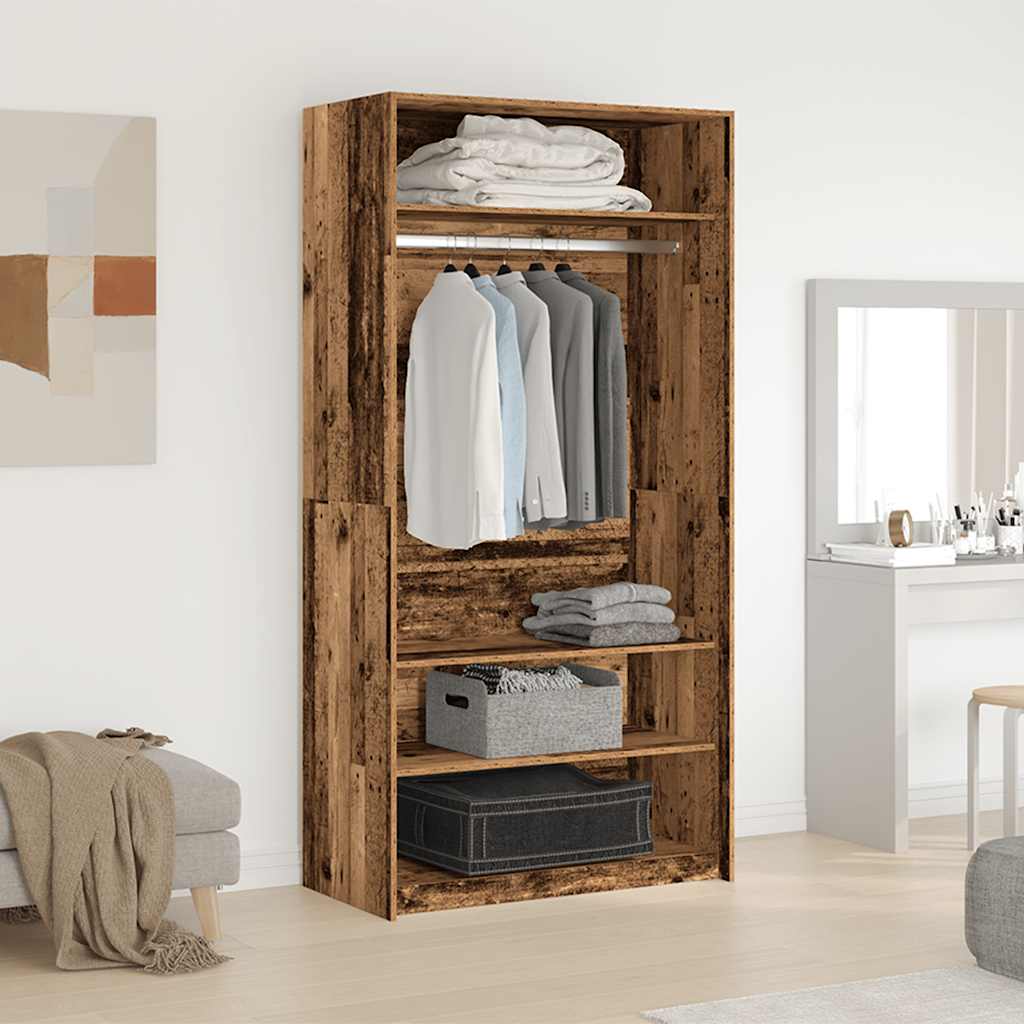 vidaXL Kleiderschrank Altholz-Optik 100x50x200 cm Holzwerkstoff