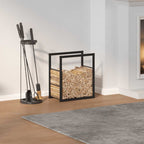 vidaXL Brennholzregal Schwarz 55x30x61 cm Stahl