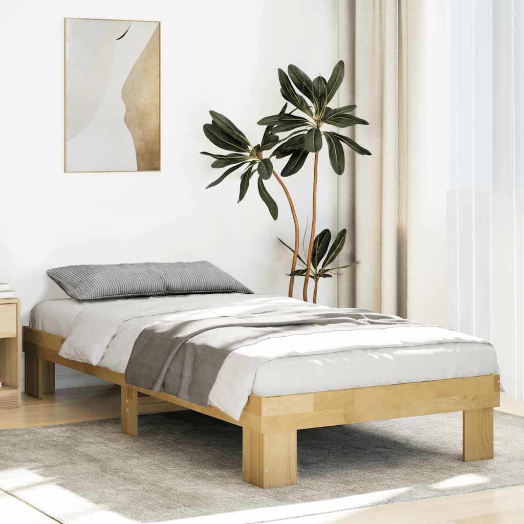 vidaXL Massivholzbett ohne Matratze 75x190 cm Eichenholz
