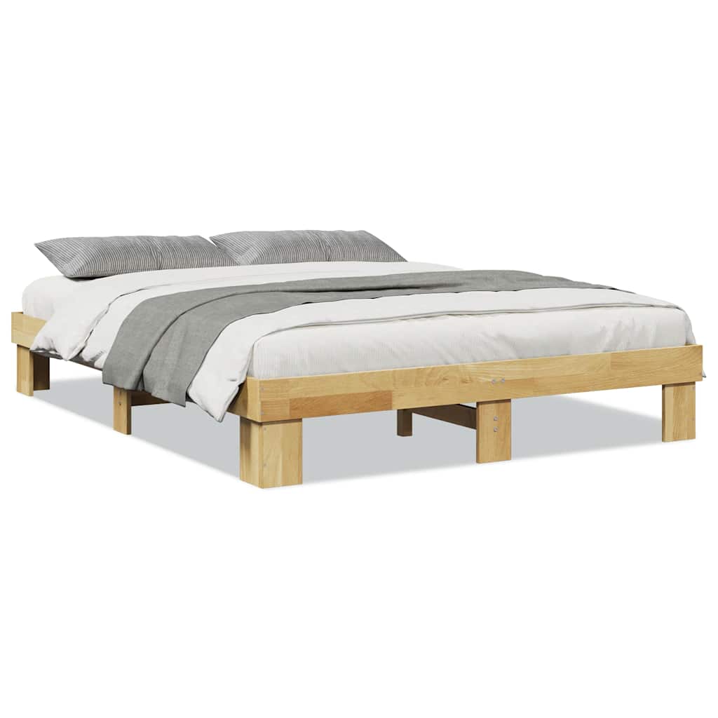 vidaXL Bettgestell ohne Matratze 135x190 cm Massivholz Eiche