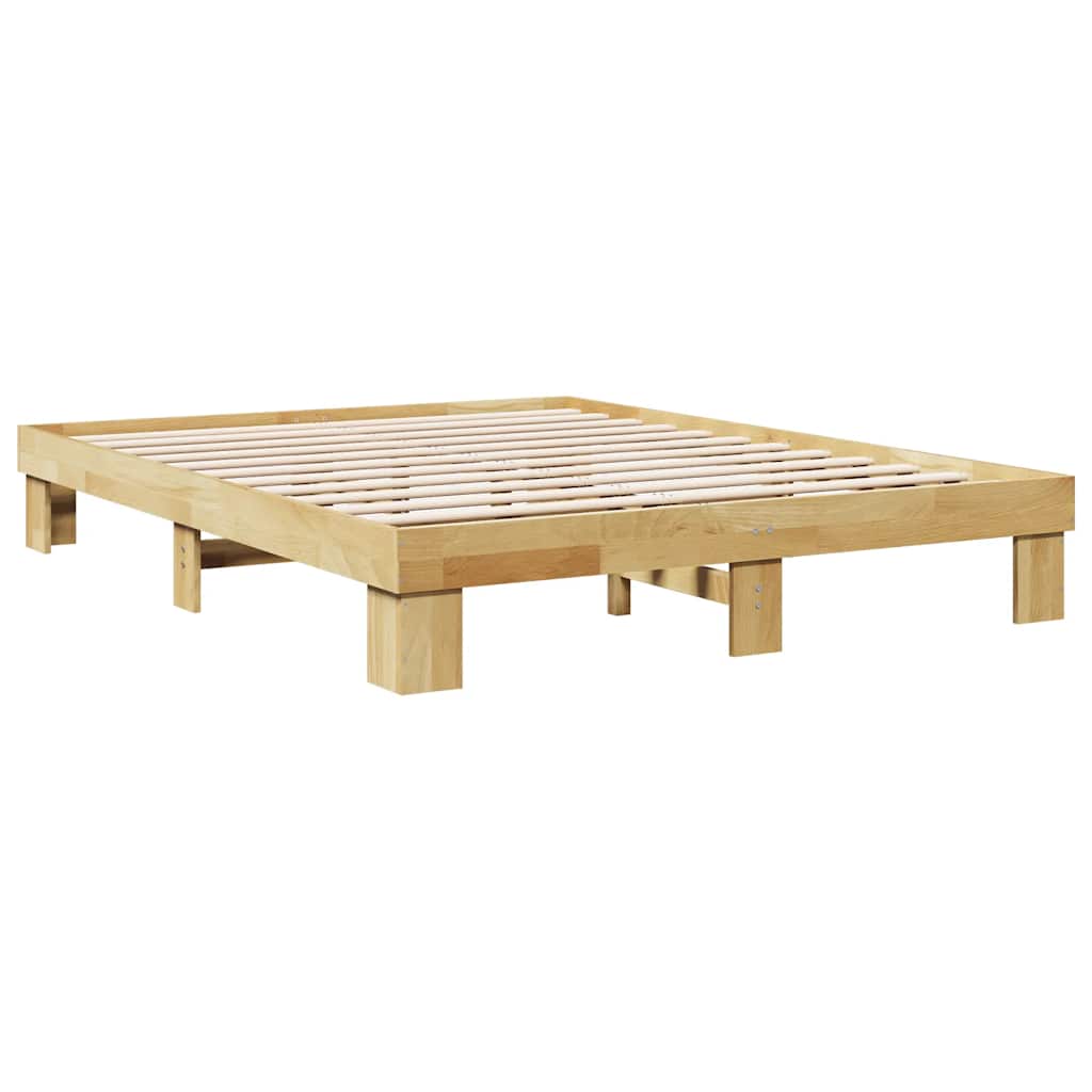 vidaXL Bettgestell ohne Matratze 135x190 cm Massivholz Eiche
