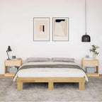 vidaXL Bettgestell ohne Matratze 135x190 cm Massivholz Eiche