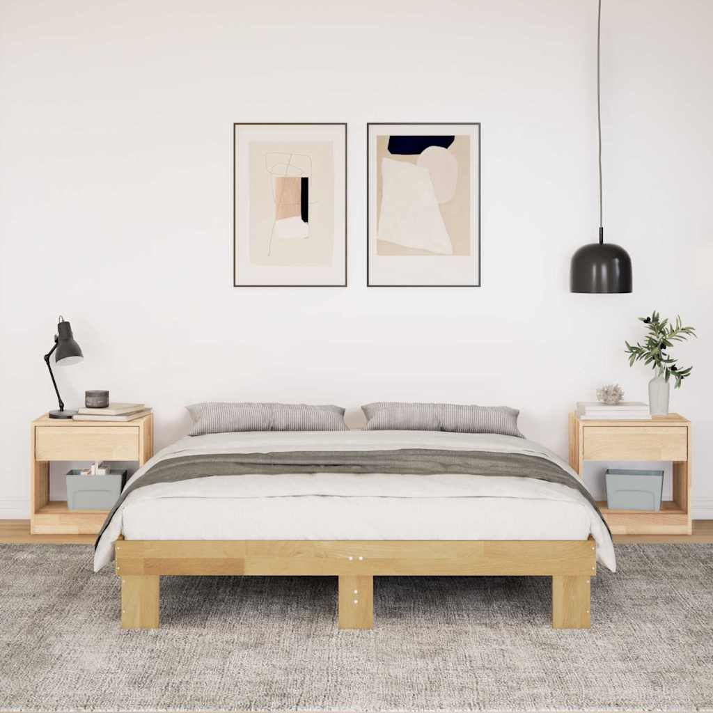 vidaXL Bettgestell ohne Matratze 135x190 cm Massivholz Eiche