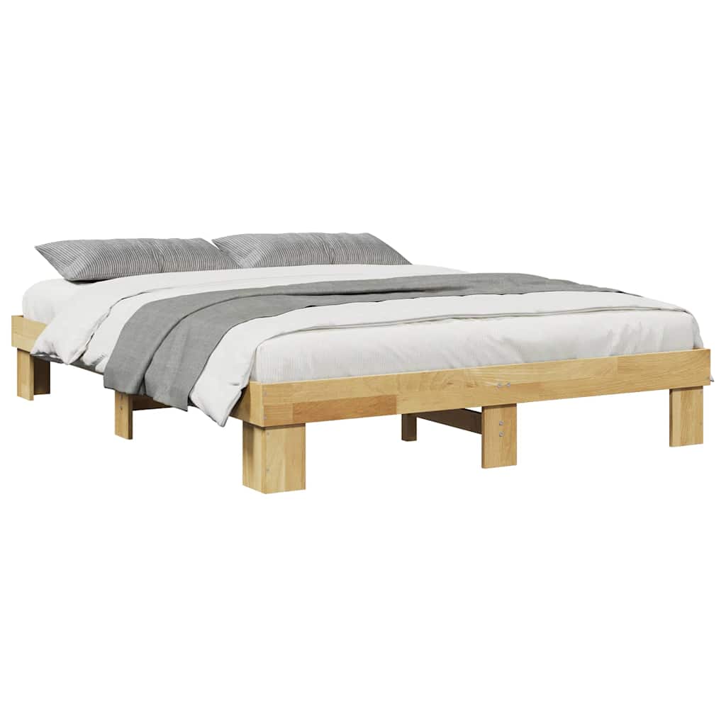 vidaXL Bettgestell ohne Matratze 135x190 cm Massivholz Eiche