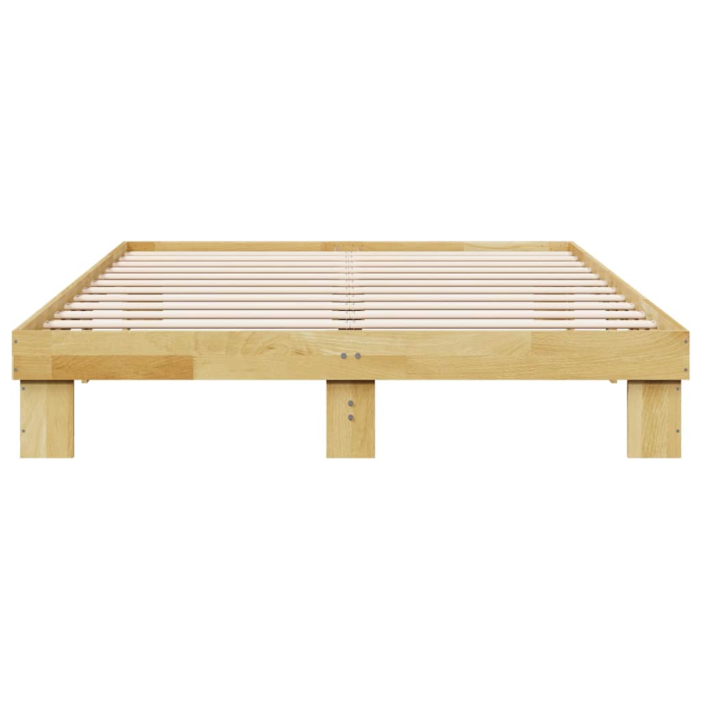 vidaXL Bettgestell ohne Matratze 135x190 cm Massivholz Eiche