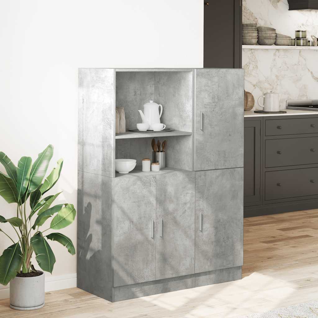 vidaXL 2-tlg. Küchenschrank-Set Betongrau Holzwerkstoff