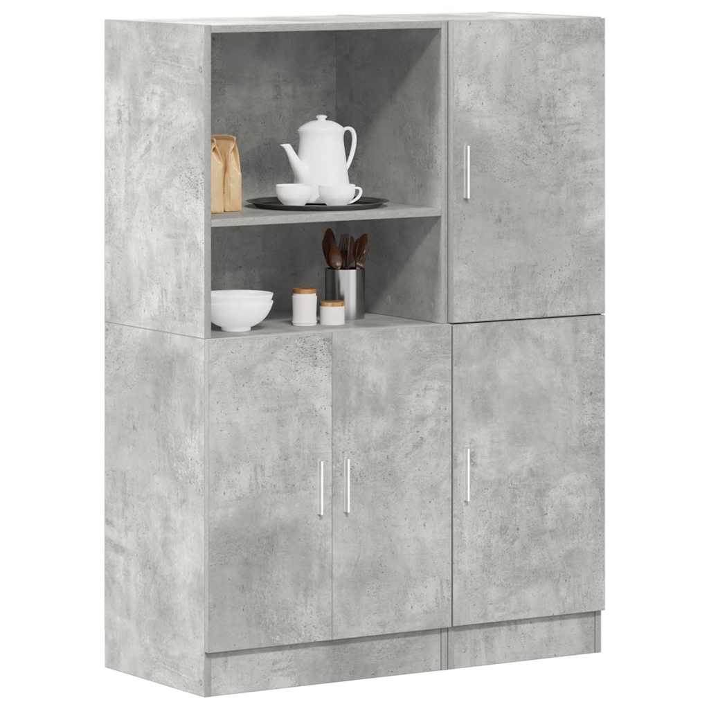 vidaXL 2-tlg. Küchenschrank-Set Betongrau Holzwerkstoff