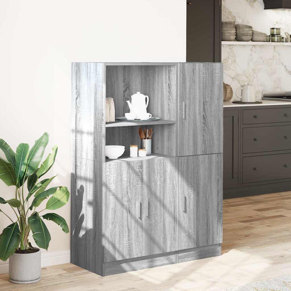 vidaXL 2-tlg. Küchenschrank-Set Grau Sonoma Holzwerkstoff