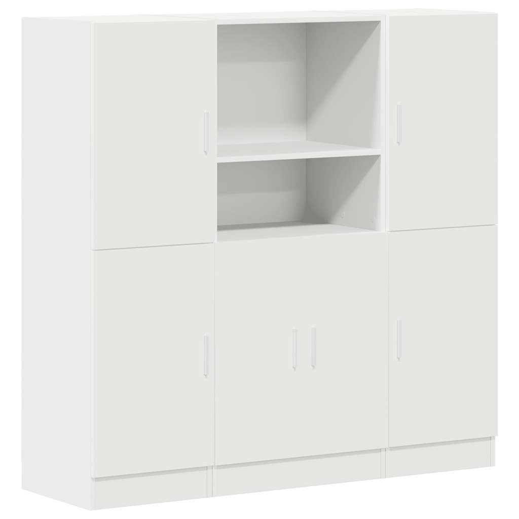 vidaXL 3-tlg. Küchenschrank-Set Weiß Holzwerkstoff