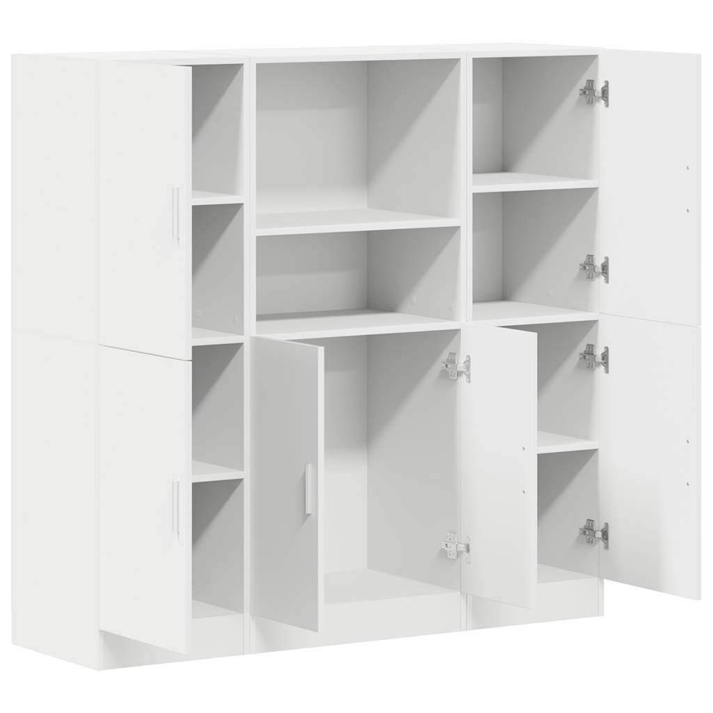 vidaXL 3-tlg. Küchenschrank-Set Weiß Holzwerkstoff