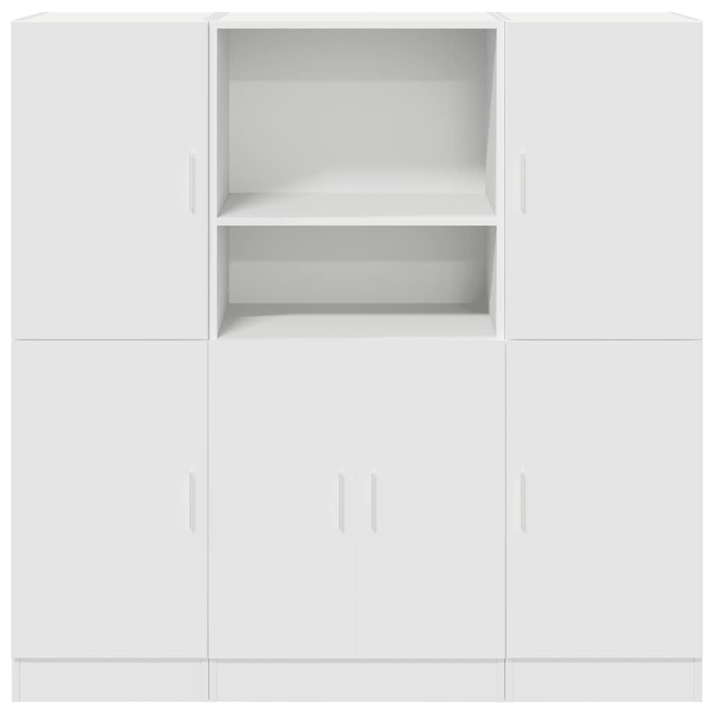 vidaXL 3-tlg. Küchenschrank-Set Weiß Holzwerkstoff