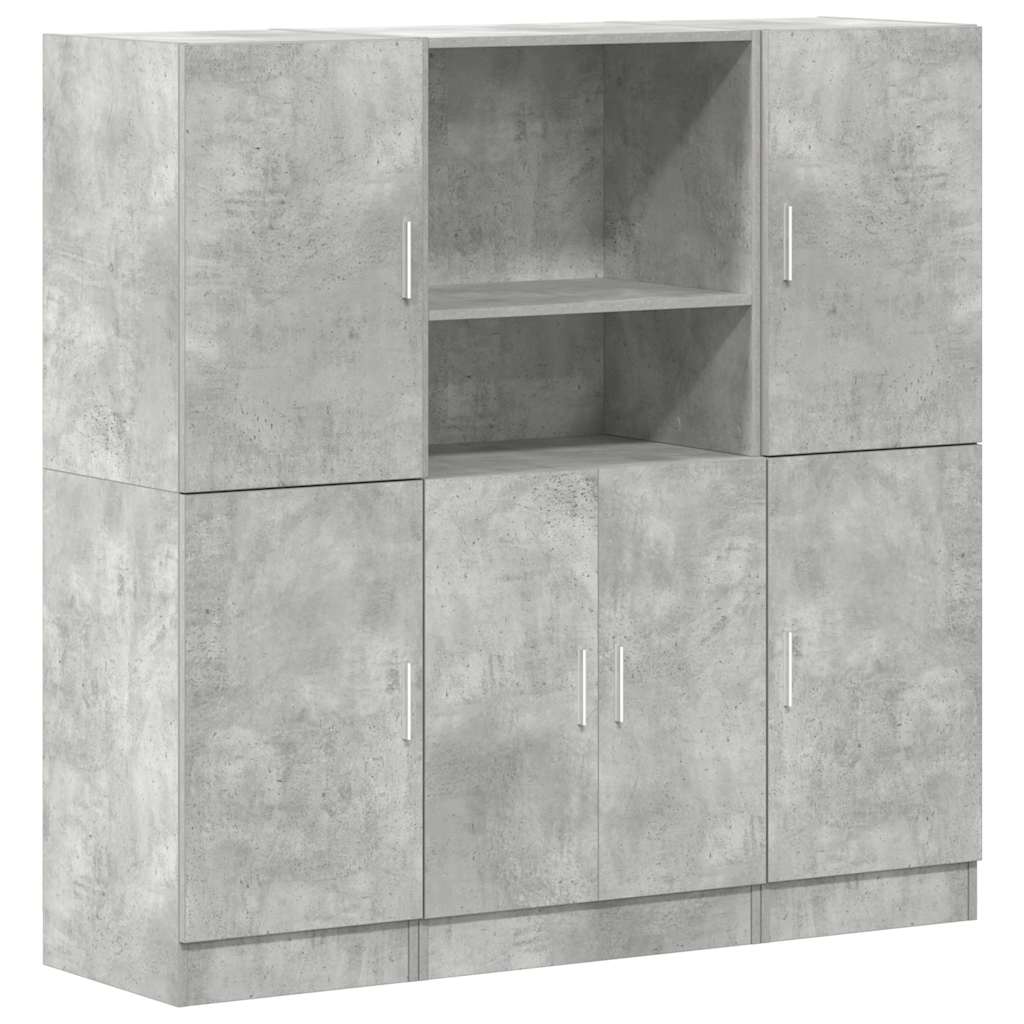 vidaXL 3-tlg. Küchenschrank-Set Betongrau Holzwerkstoff