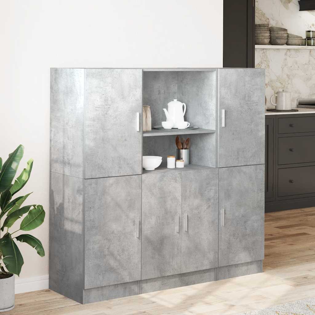 vidaXL 3-tlg. Küchenschrank-Set Betongrau Holzwerkstoff