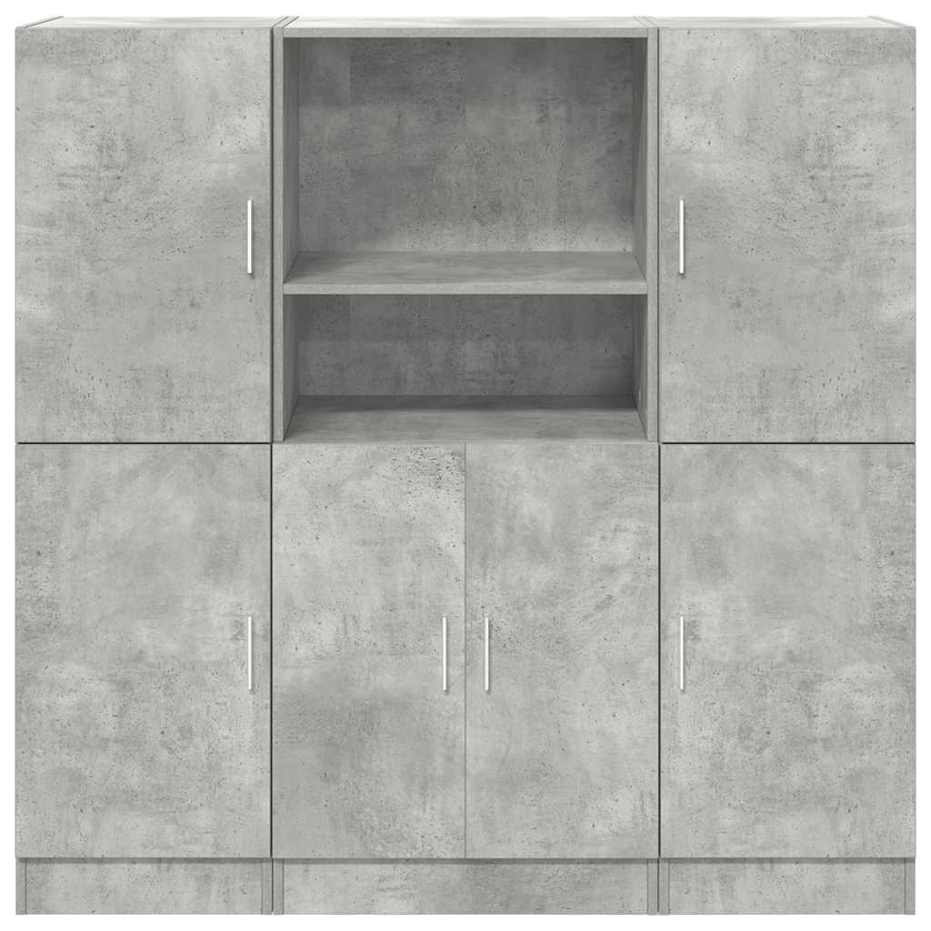 vidaXL 3-tlg. Küchenschrank-Set Betongrau Holzwerkstoff