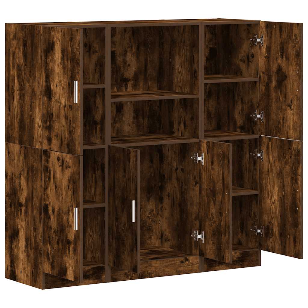 vidaXL 3-tlg. Küchenschrank-Set Räuchereiche Holzwerkstoff