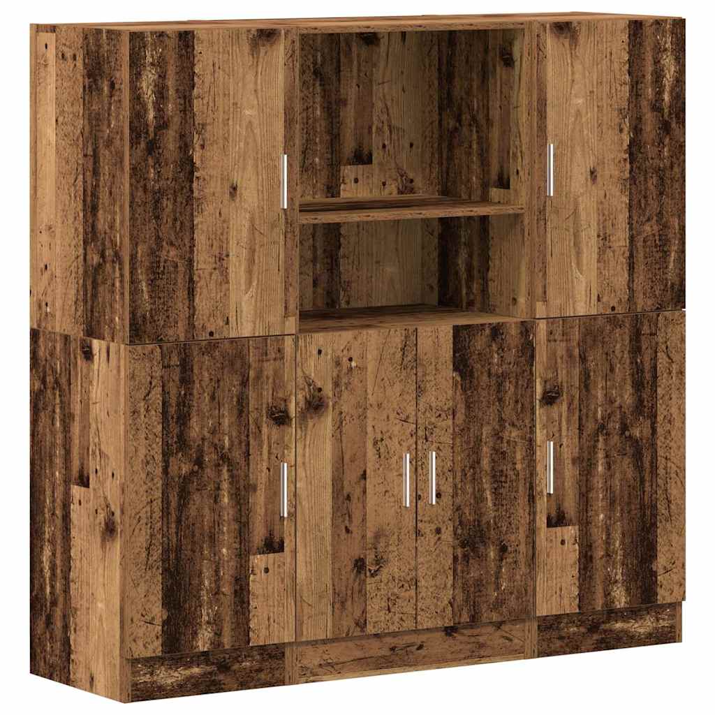 vidaXL 3-tlg. Küchenschrank-Set Altholz-Optik Holzwerkstoff