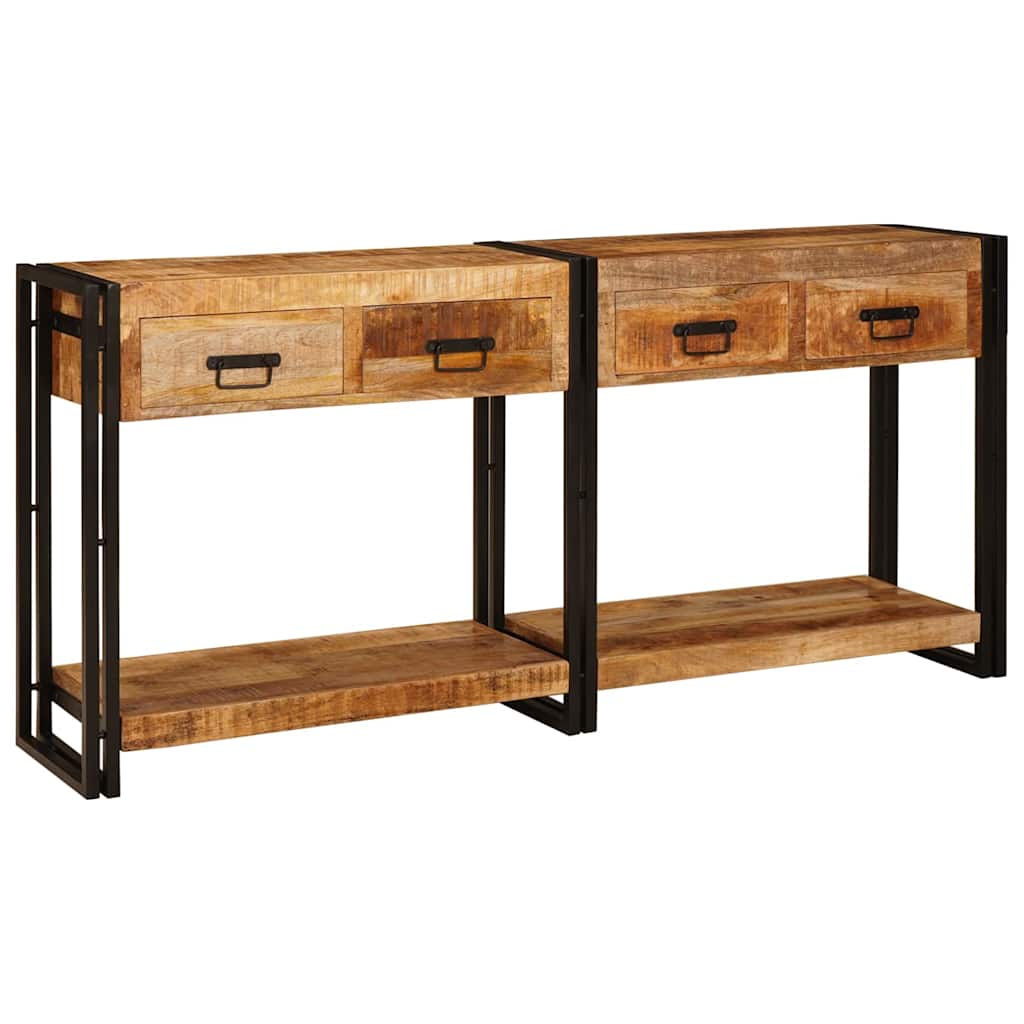vidaXL Konsolen-Tische 2 pcs Braun 161 x 33 x 75 cm Massivholz Mango