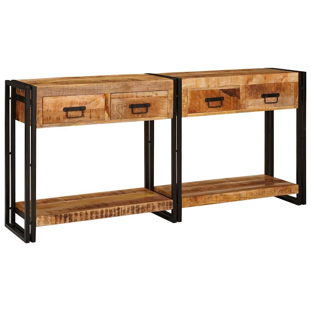 vidaXL Konsolen-Tische 2 pcs Braun 161 x 33 x 75 cm Massivholz Mango