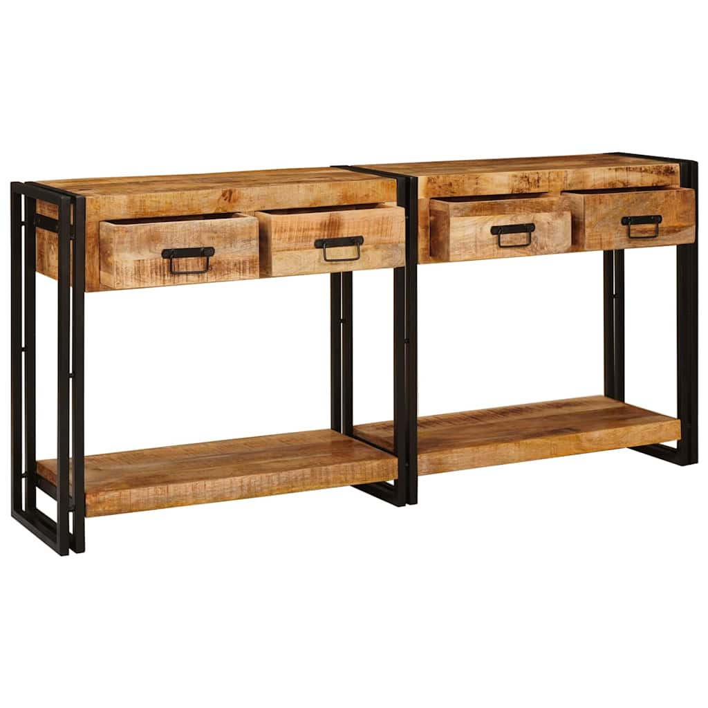 vidaXL Konsolen-Tische 2 pcs Braun 161 x 33 x 75 cm Massivholz Mango