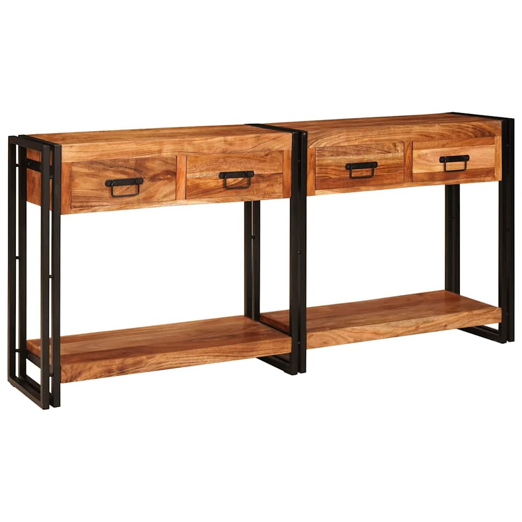 vidaXL Konsolen-Tische 2 pcs Braun 161 x 33 x 75 cm Massivholz Akazie